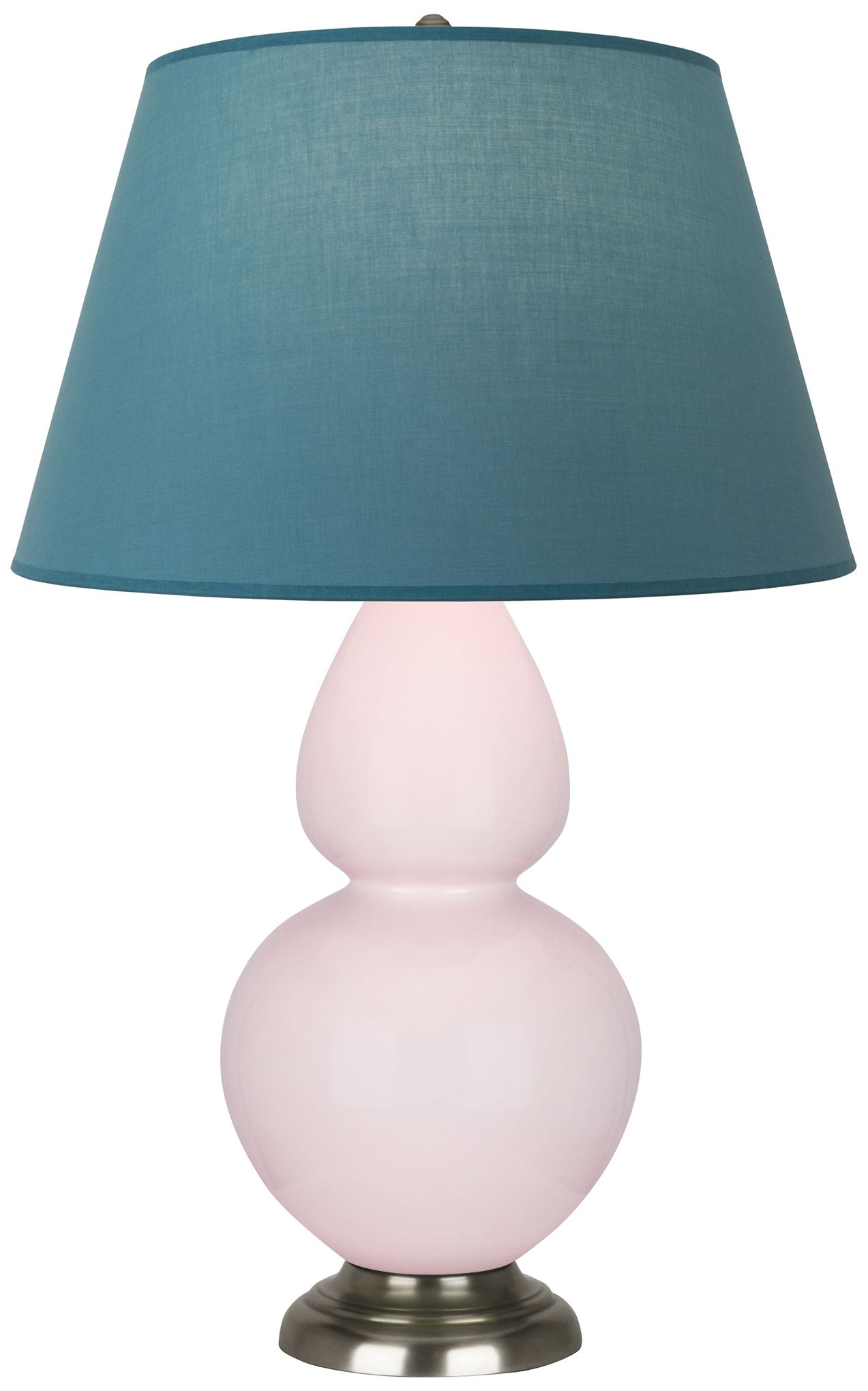 Gourd 31" Rose Water Glazed Silver Table Lamp w/Bright Blue Made to Order