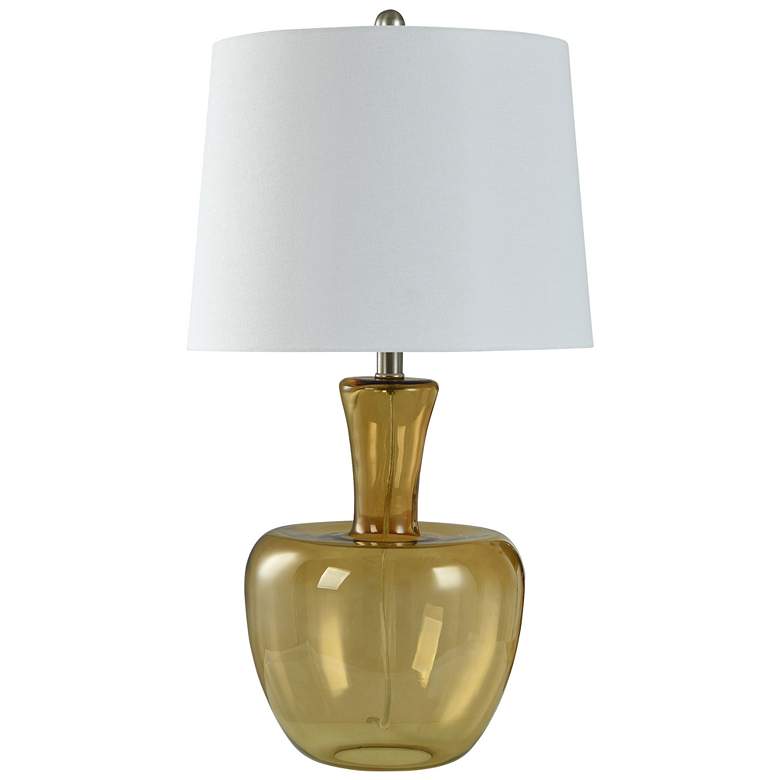 Image 1 Gourd Shaped 28" Taupe Table Lamp With Colored Glass