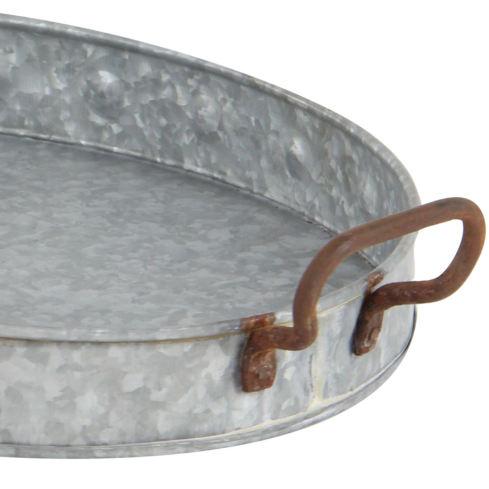 Image 2 Gouvia Galvanized Gray Metal Trays with Handle Set of 3 more views