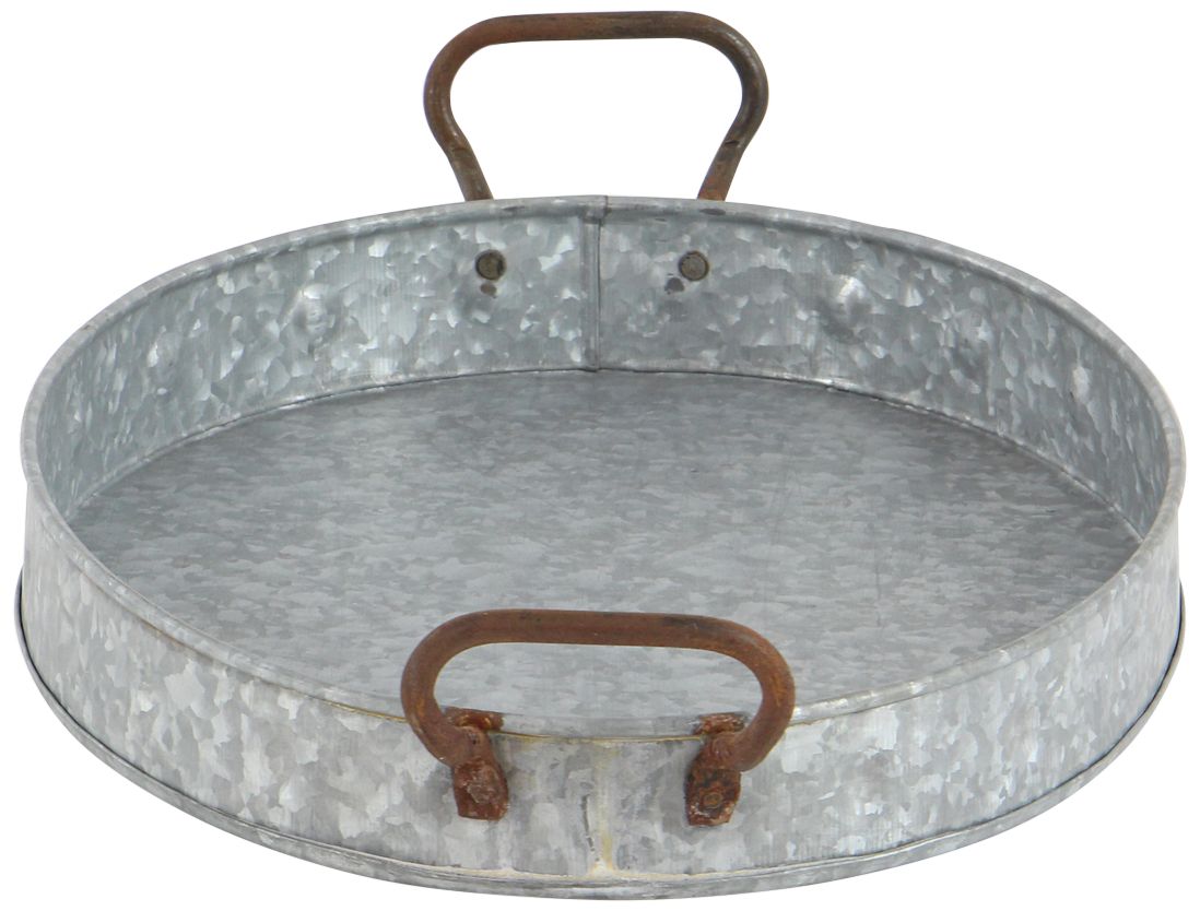 Image 4 Gouvia Galvanized Gray Metal Trays with Handle Set of 3 more views