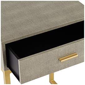 Image2 of Govea 14" Wide Gray Faux Shagreen and Gold 1-Drawer Side Table more views
