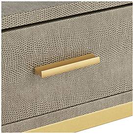 Image3 of Govea 14" Wide Gray Faux Shagreen and Gold 1-Drawer Side Table more views