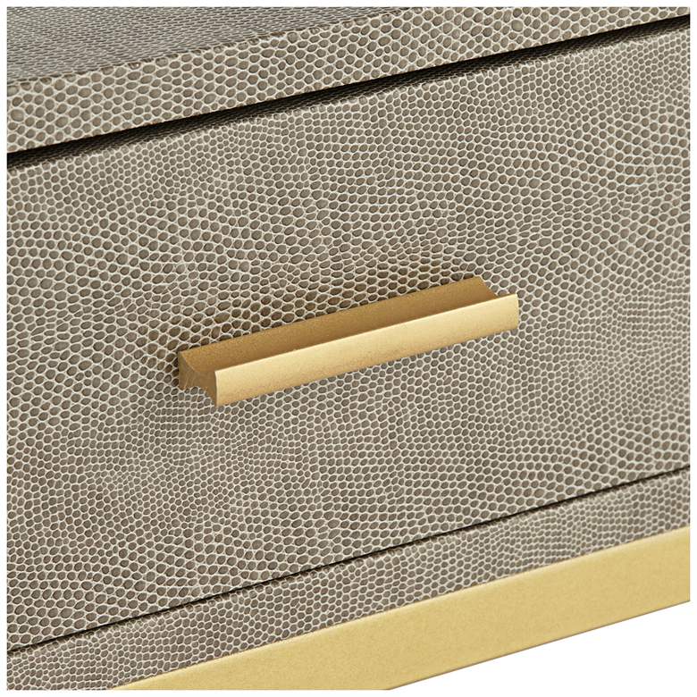 Image 3 Govea 14 inch Wide Gray Faux Shagreen and Gold 1-Drawer Side Table more views