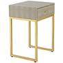 Govea 14" Wide Gray Faux Shagreen and Gold 1-Drawer Side Table