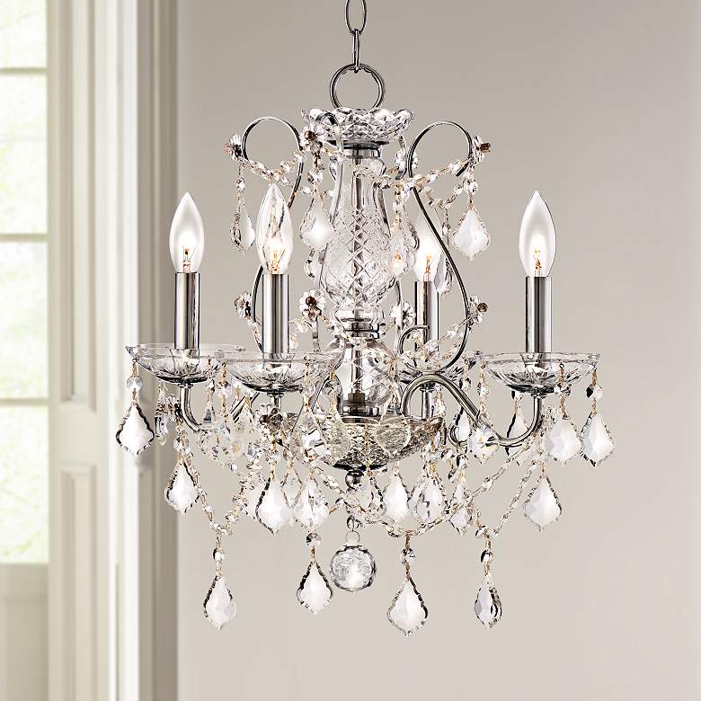 Image 1 Grace 17 inch Wide Chrome and Crystal 4-Light Chandelier