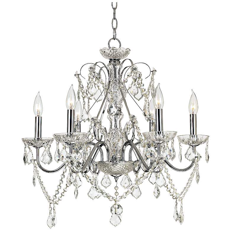 Grace 23 1/2 inch Wide Chrome and Crystal 6-Light Chandelier