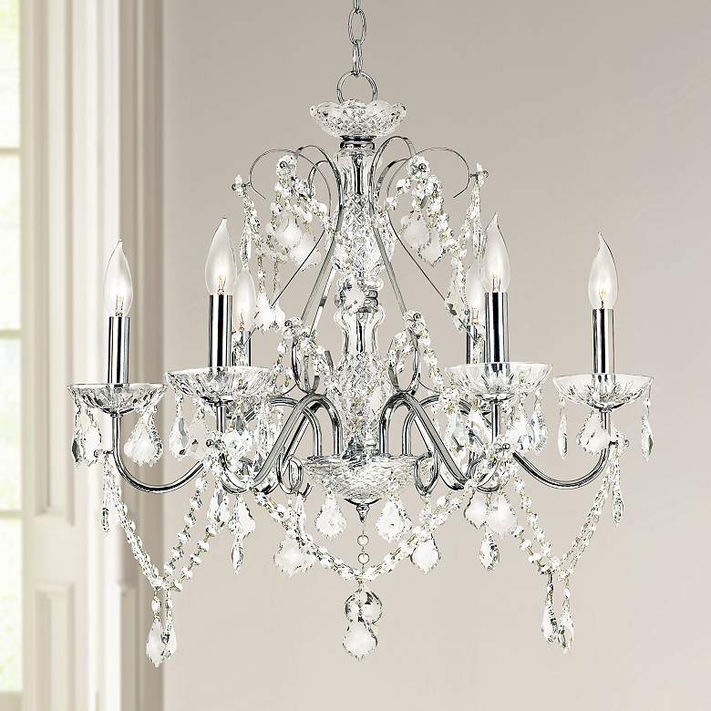 Grace 23 1/2 inch Wide Chrome and Crystal 6-Light Chandelier