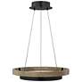 2_Grace 24" Wide Matte Black and Weathered Oak LED Chandelier