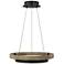 Grace 24" Wide Matte Black and Weathered Oak LED Chandelier