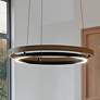 1_Grace 24" Wide Matte Black and Weathered Oak LED Chandelier