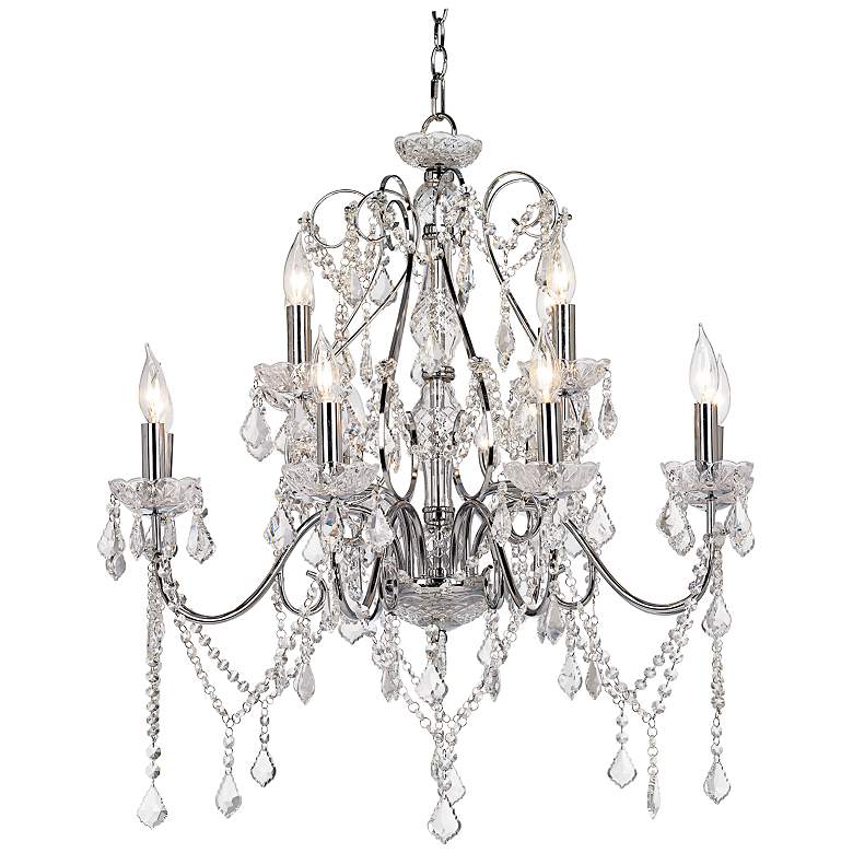 Image 2 Grace 30 inch Wide Chrome and Crystal 12-Light Chandelier