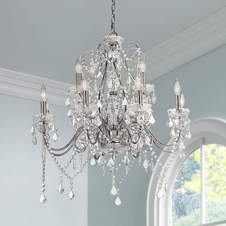 Image 1 Grace 30" Wide Chrome and Crystal 12-Light Chandelier