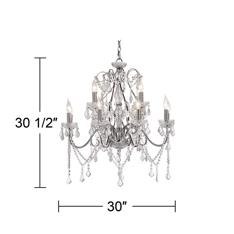 Image 4 Grace 30 inch Wide Chrome and Crystal 12-Light Chandelier more views