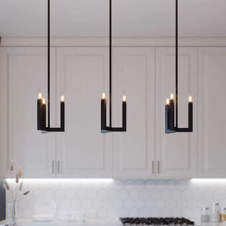 Image 1 Grace 36" 3 Light Linear Black Mini Pendant
