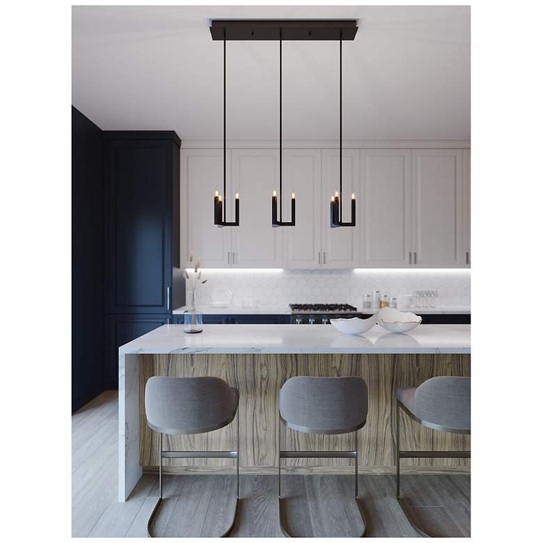 Image 3 Grace 36" 3 Light Linear Black Mini Pendant more views