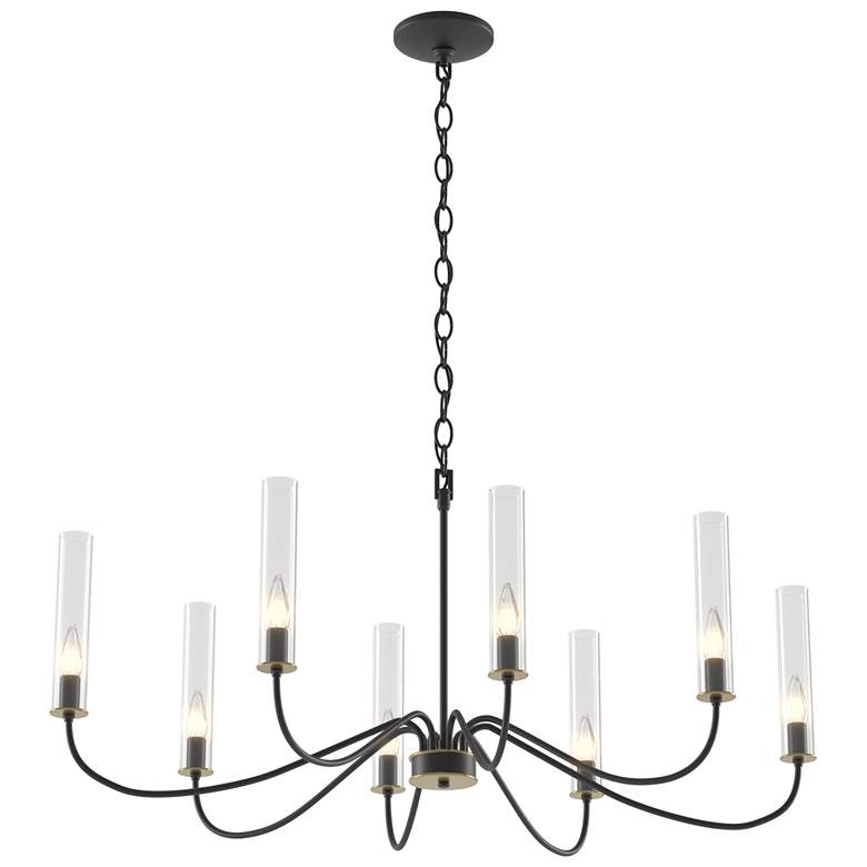 Image 1 Grace 36 inch Wide Brass Accented 8 Arm Black Chandelier With Clear Glass
