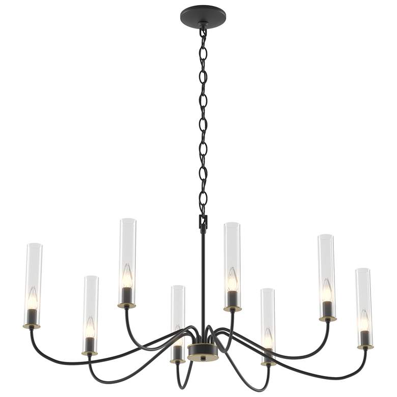 Image 1 Grace 36" Wide Brass Accented 8 Arm Black Chandelier With Clear Glass