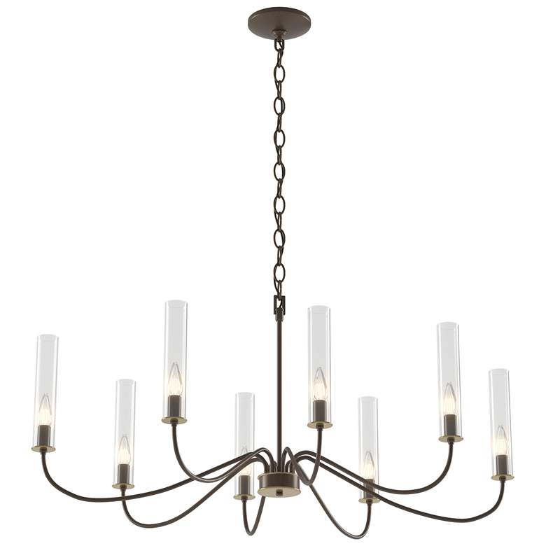 Image 1 Grace 36 inch Wide Brass Accented 8 Arm Bronze Chandelier With Clear Glass