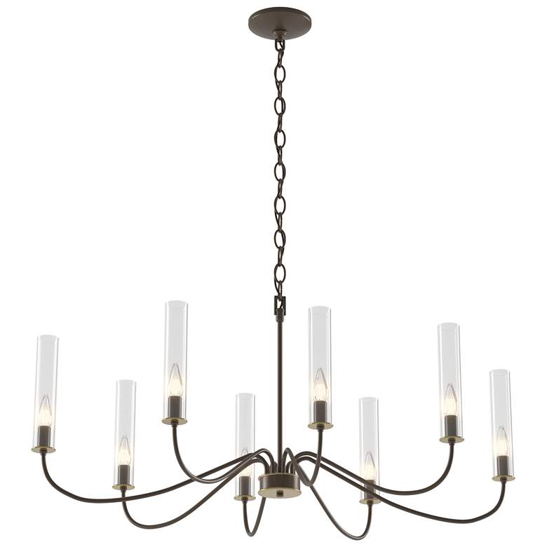 Image 1 Grace 36" Wide Brass Accented 8 Arm Bronze Chandelier With Clear Glass