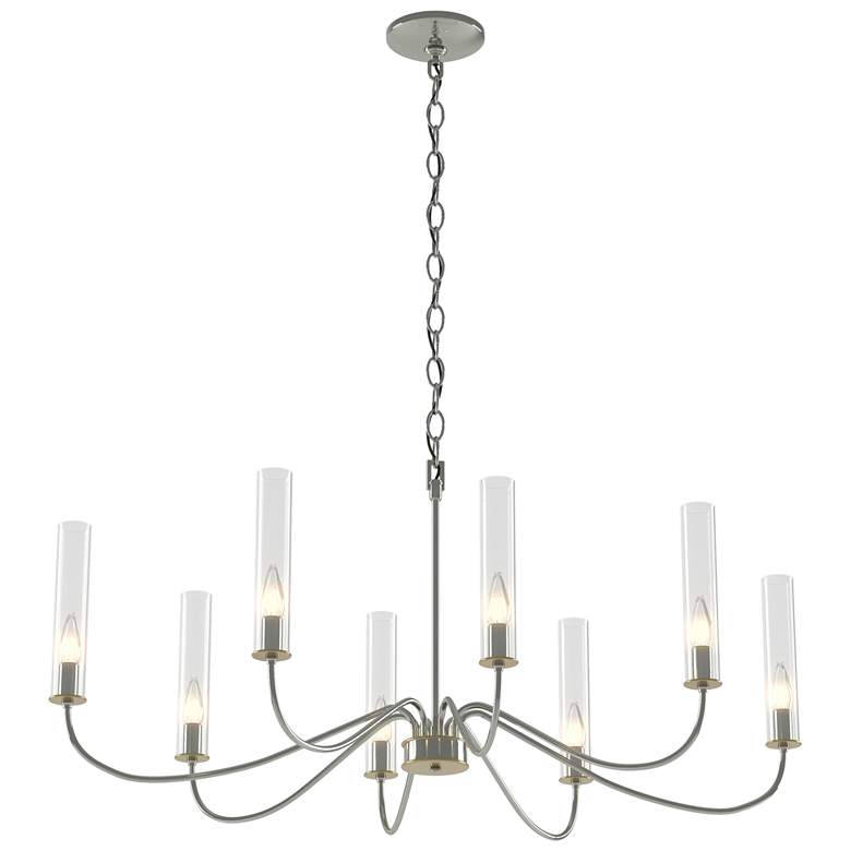 Image 1 Grace 36" Wide Brass Accented 8 Arm Sterling Chandelier With Clear Gla