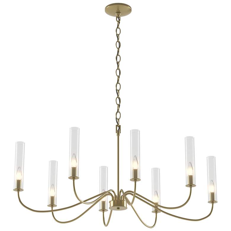 Image 1 Grace 36"W Brass Accented 8 Arm Modern Brass Chandelier With Clear Gla