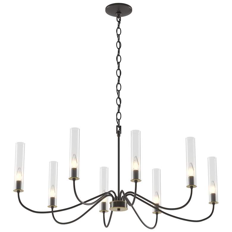 Image 1 Grace 36 inchW Brass Accented 8 Arm Oil Rubbed Bronze Chandelier w/ Clear 