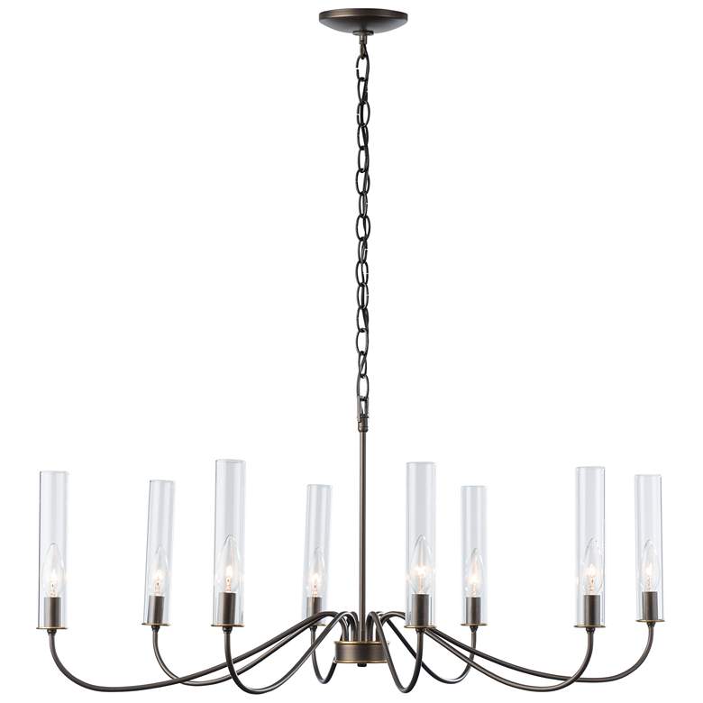 Image 1 Grace 8 Arm Chandelier - Dark Smoke Finish - Brass Accents - Clear Glass
