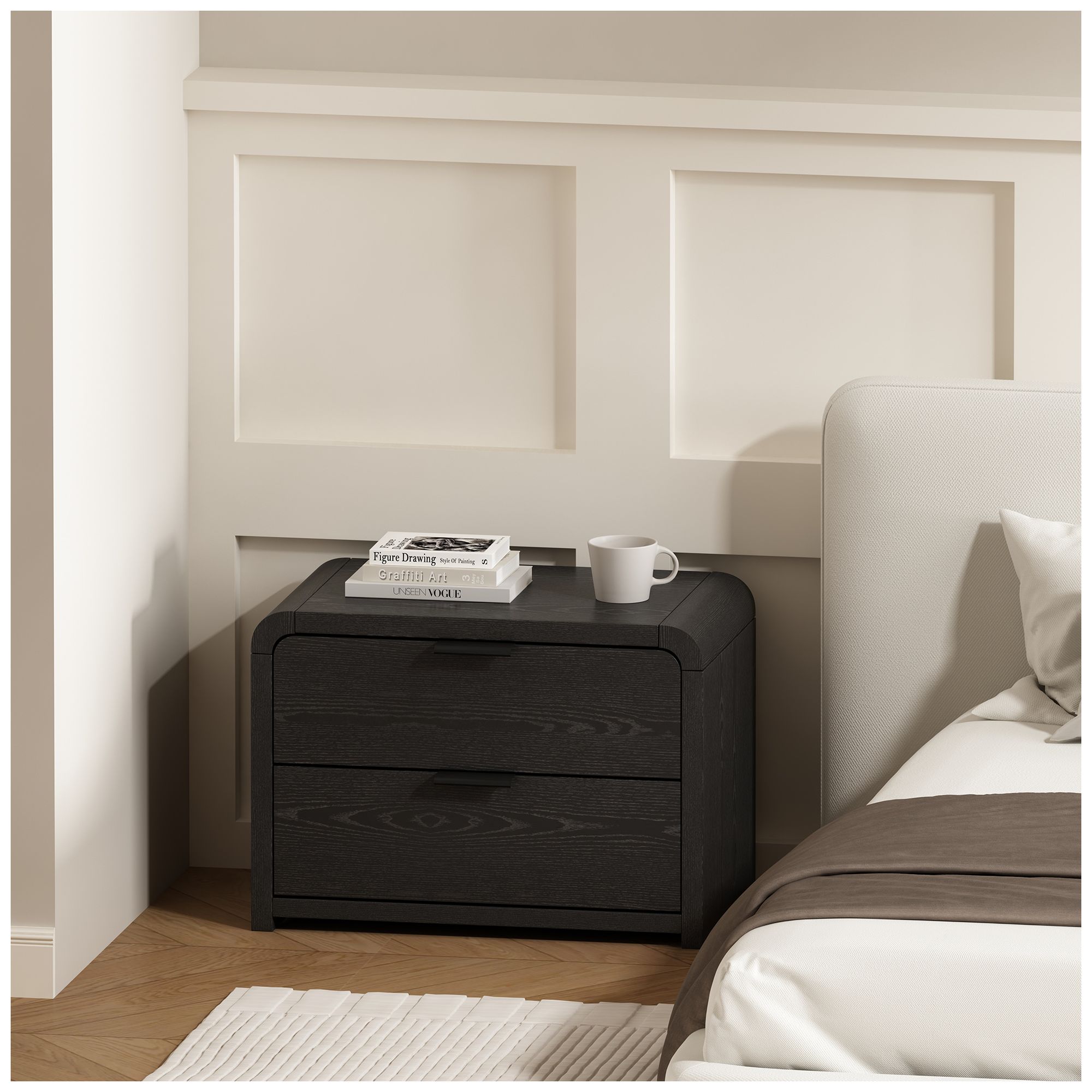 Image 2 Grace Modern 3-Piece Dresser and Nightstand in Black more views