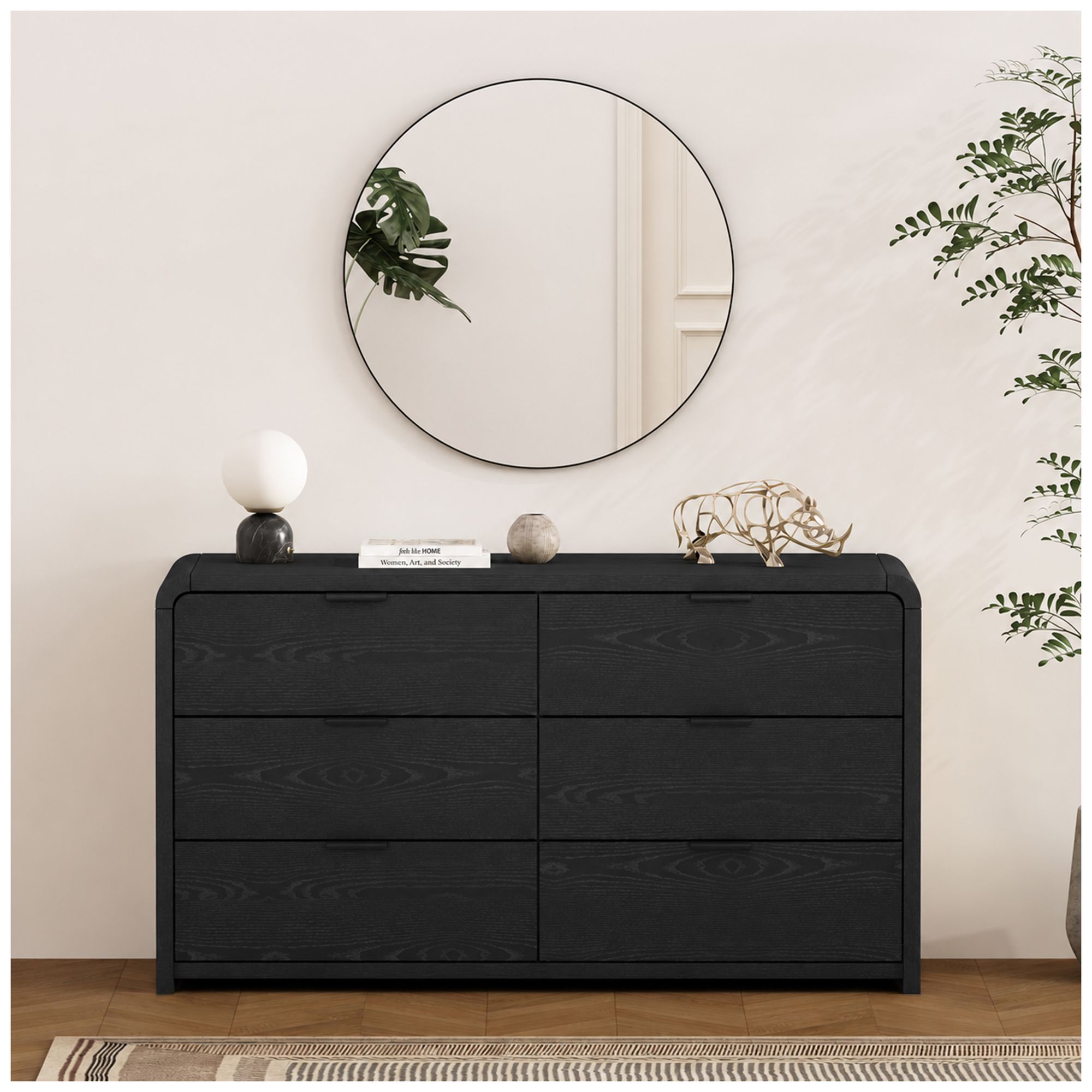 Image 3 Grace Modern 3-Piece Dresser and Nightstand in Black more views