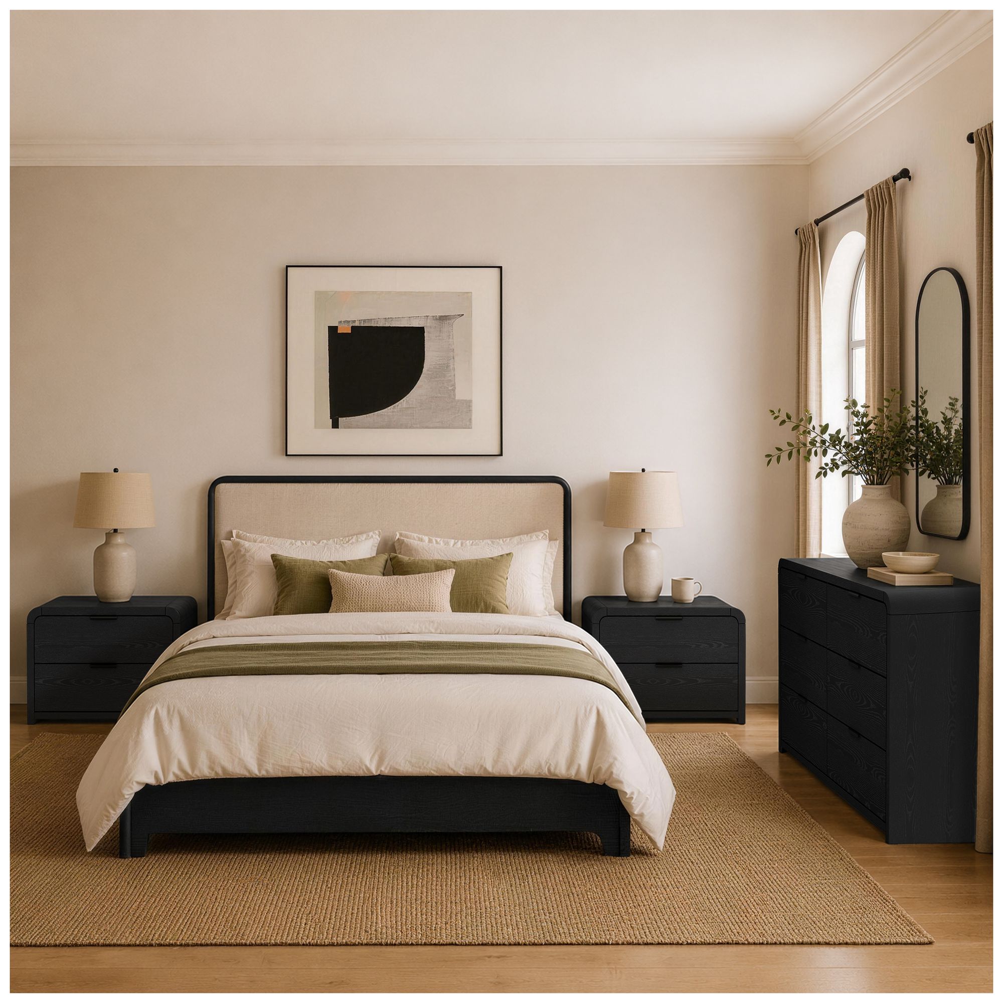 Image 4 Grace Modern 3-Piece Dresser and Nightstand in Black more views