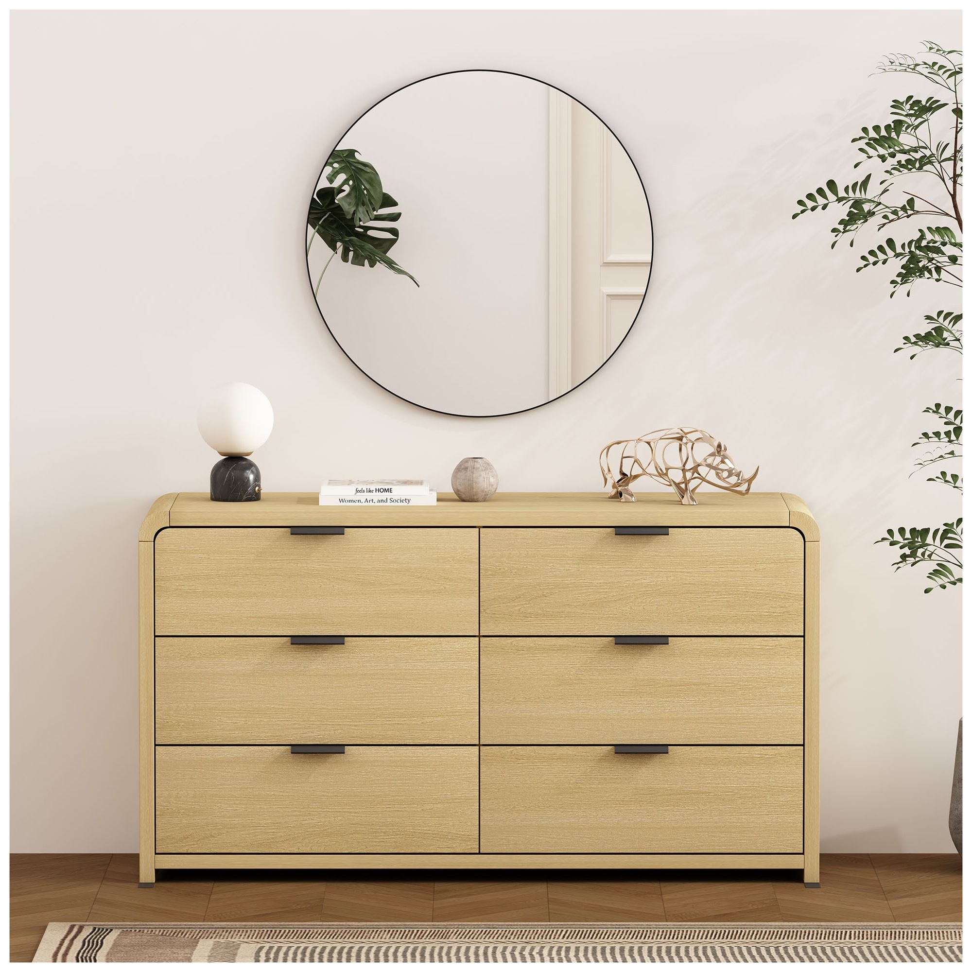 Image 2 Grace Modern 3-Piece Dresser and Nightstand in Natural Oak and Black more views