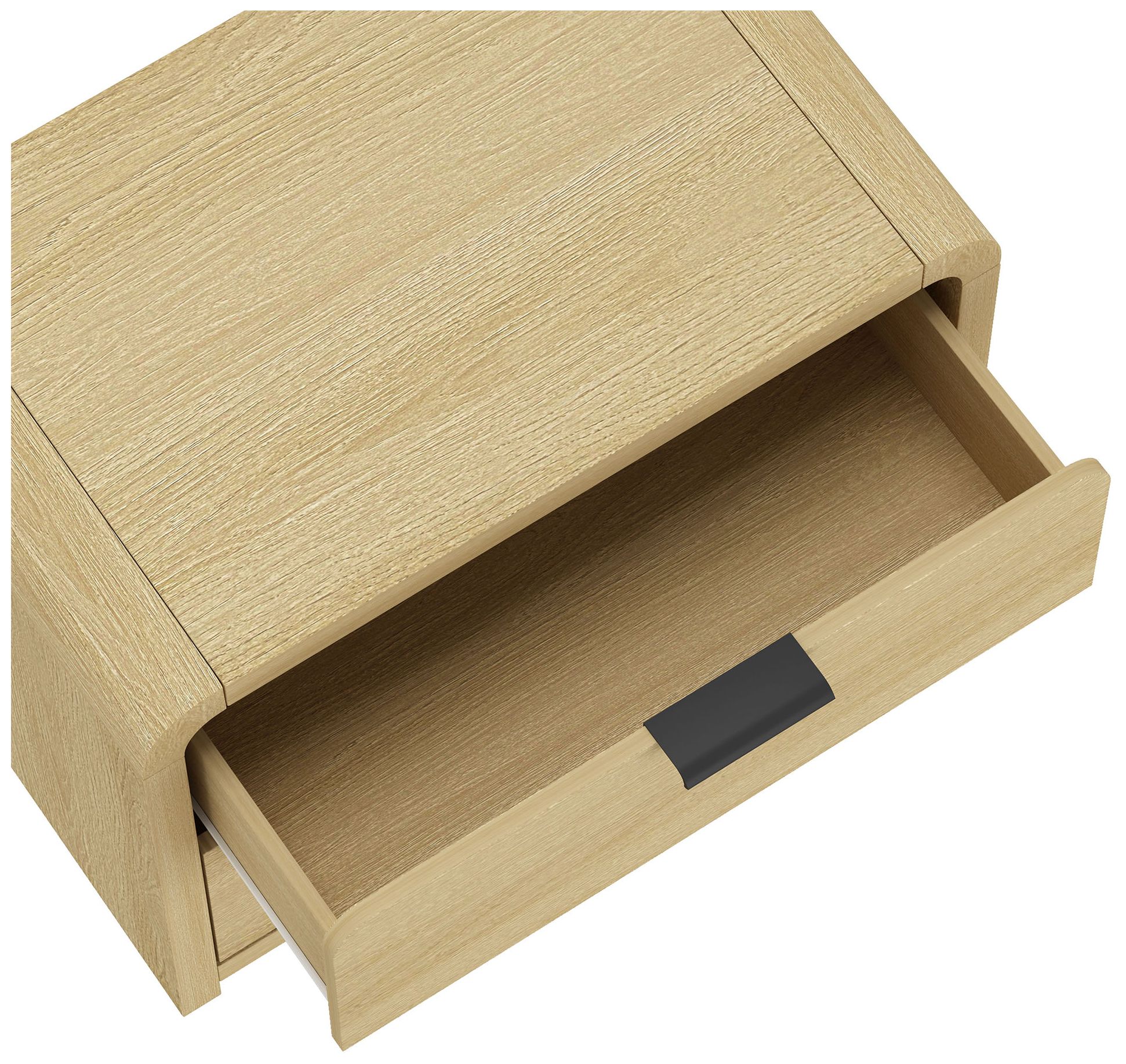 Grace Modern 3-Piece Dresser and Nightstand in Natural Oak and Black