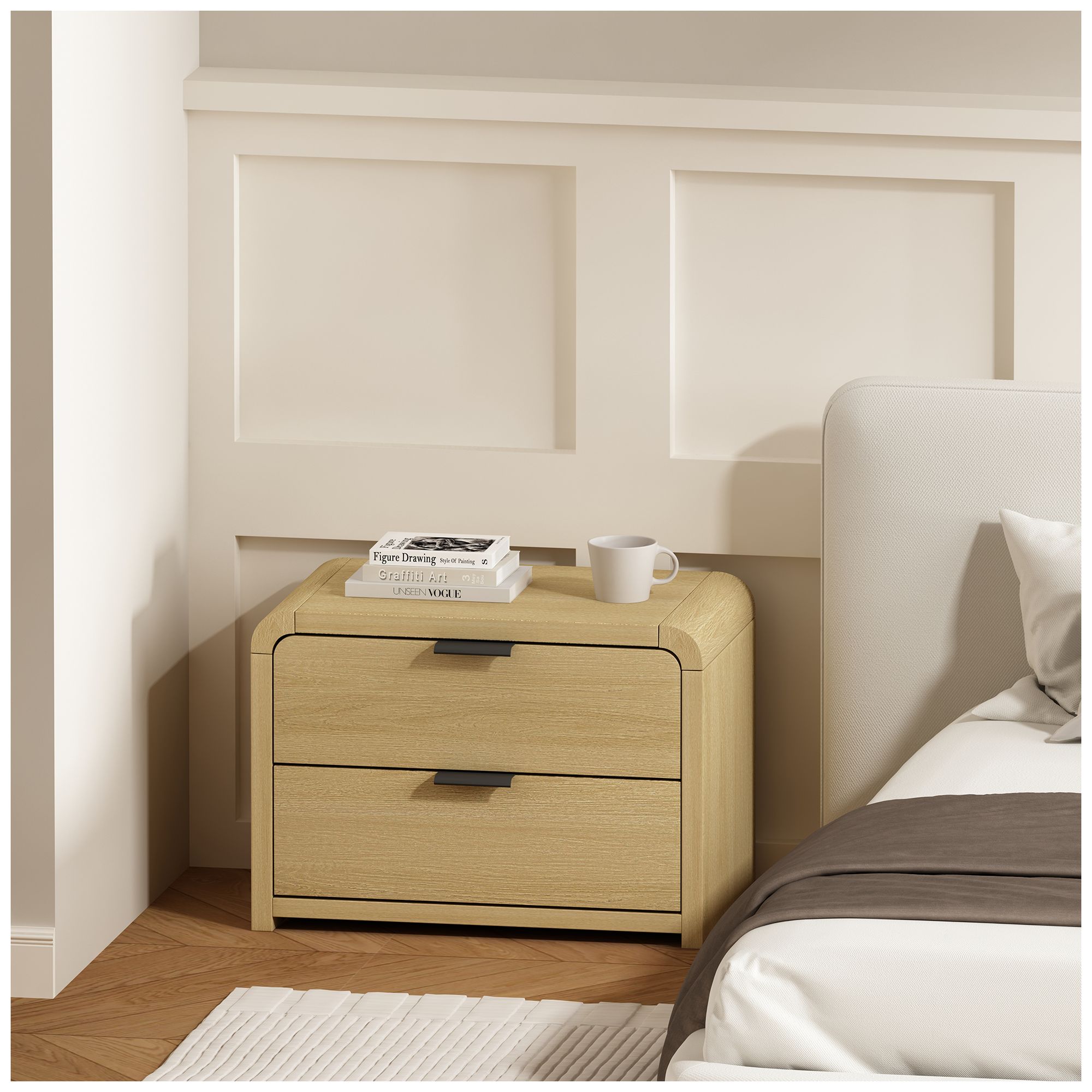 Image 3 Grace Modern 3-Piece Dresser and Nightstand in Natural Oak and Black more views