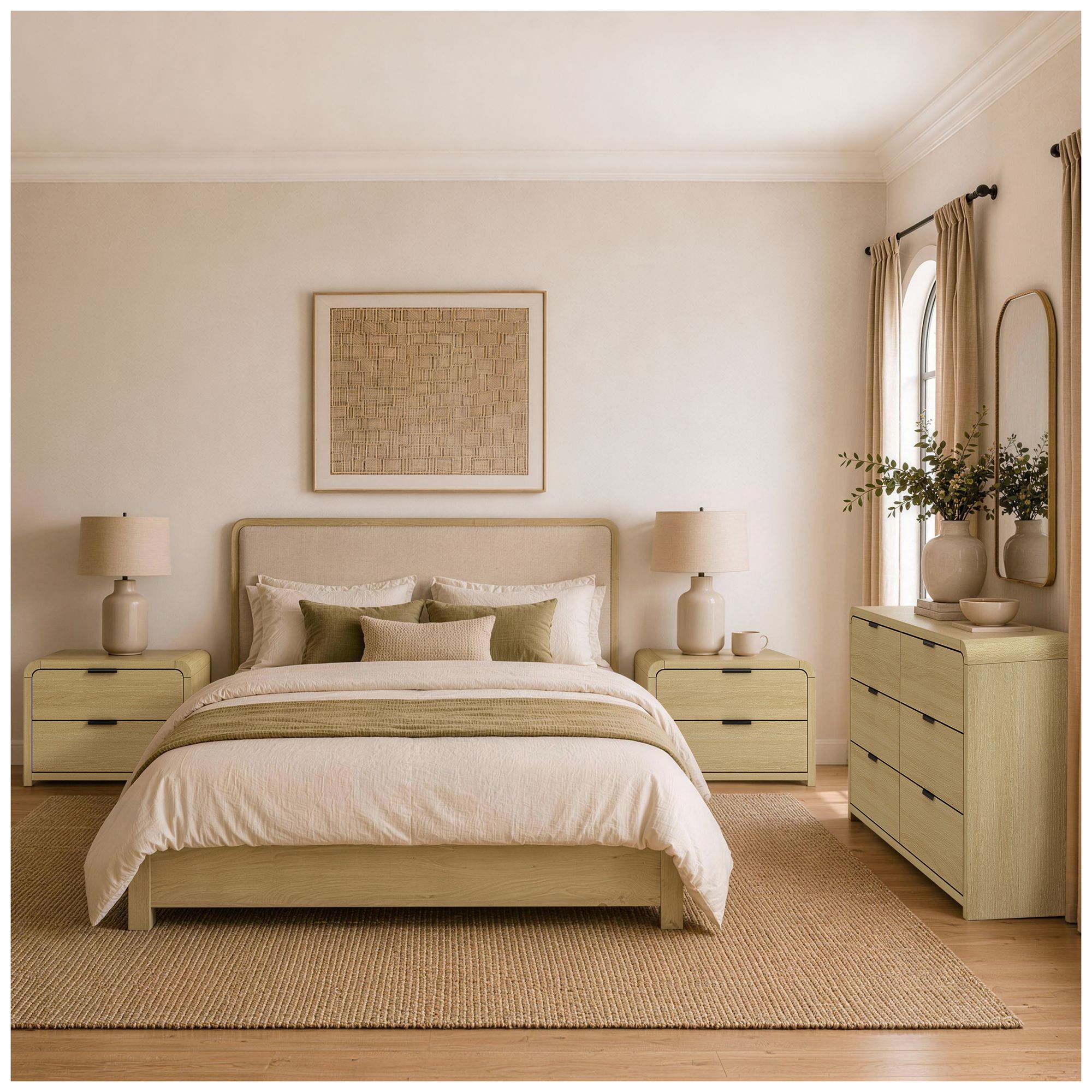 Image 4 Grace Modern 3-Piece Dresser and Nightstand in Natural Oak and Black more views