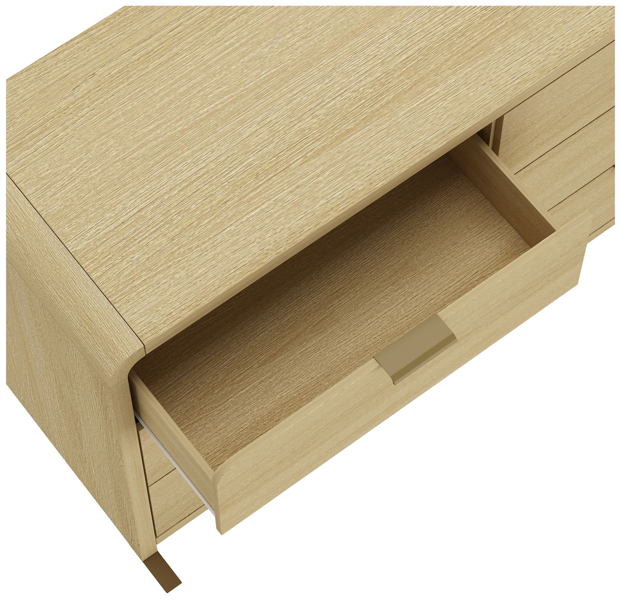 Grace Modern 3-Piece Dresser and Nightstand in Natural Oak and Gold