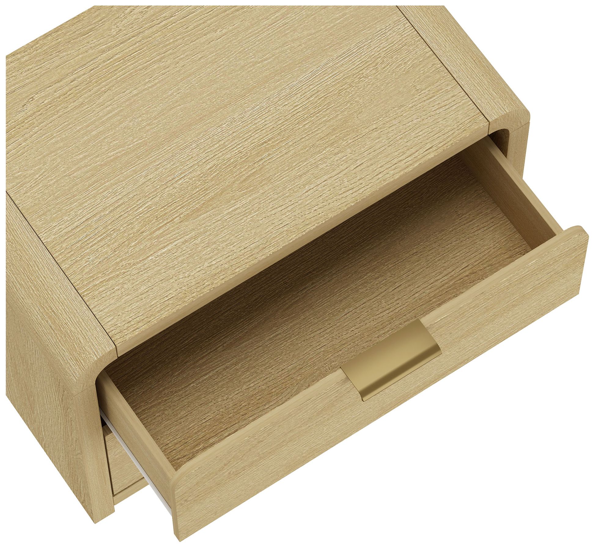 Grace Modern 3-Piece Dresser and Nightstand in Natural Oak and Gold