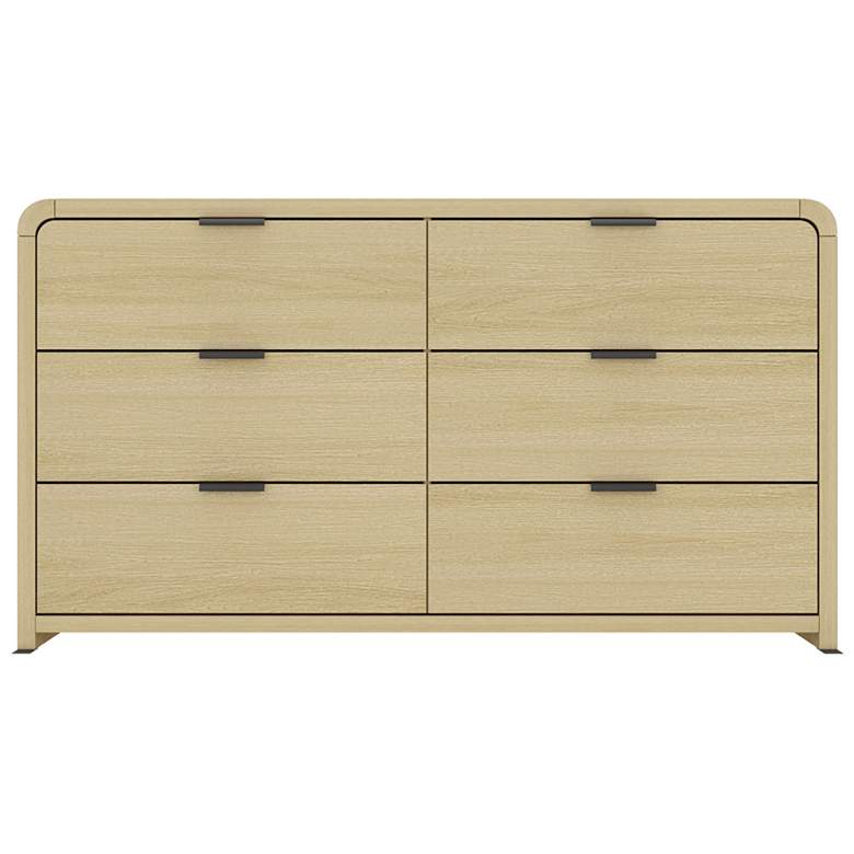 Image 2 Grace Modern 60 Double Dresser with 6 Drawers in Natural Oak and Black