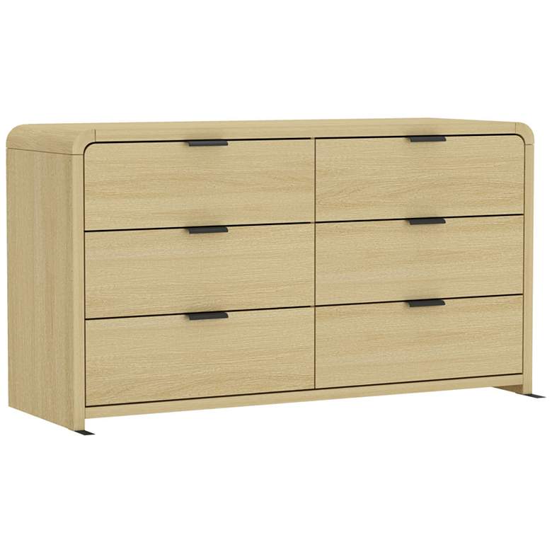 Image 6 Grace Modern 60 Double Dresser with 6 Drawers in Natural Oak and Black more views