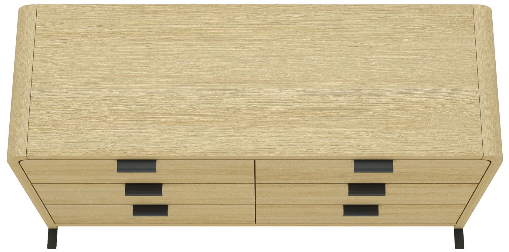 Grace Modern 60 Double Dresser with 6 Drawers in Natural Oak and Black