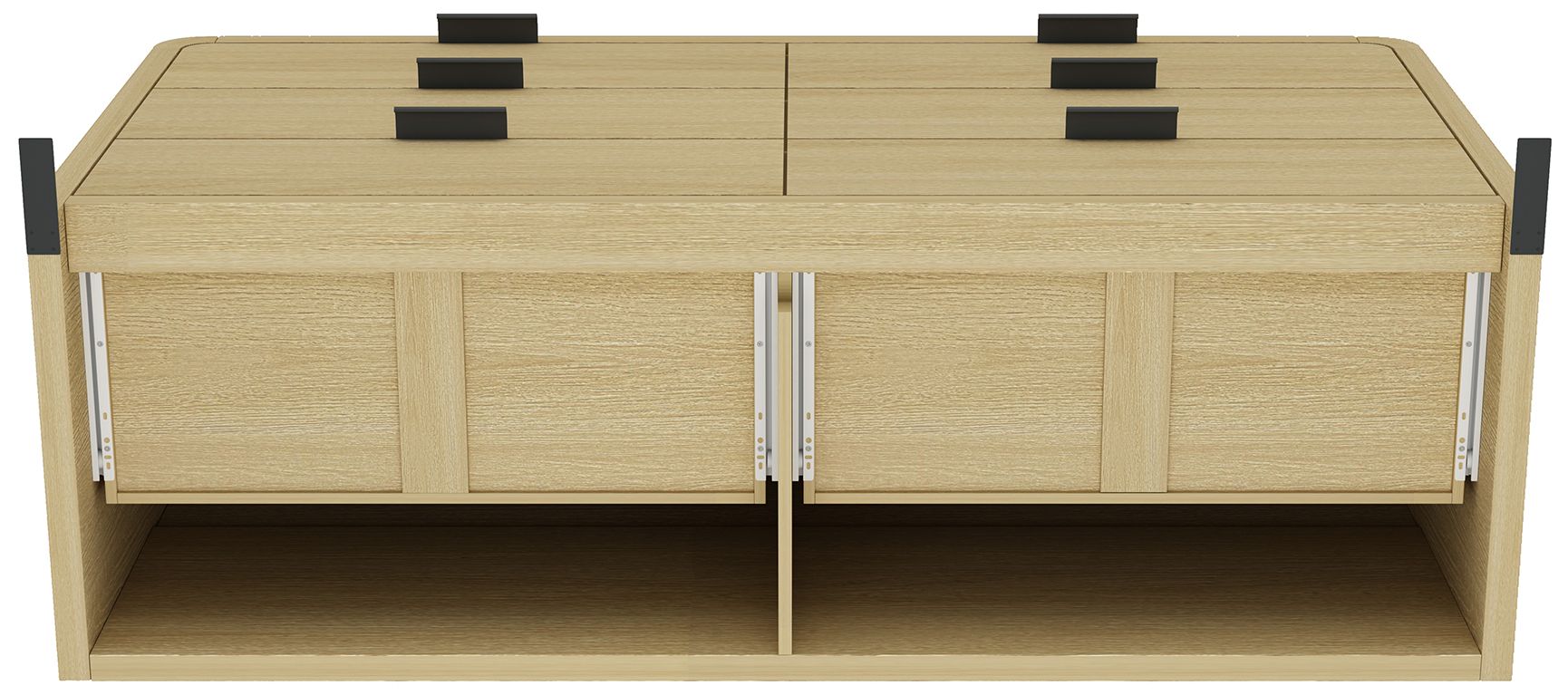 Grace Modern 60 Double Dresser with 6 Drawers in Natural Oak and Black