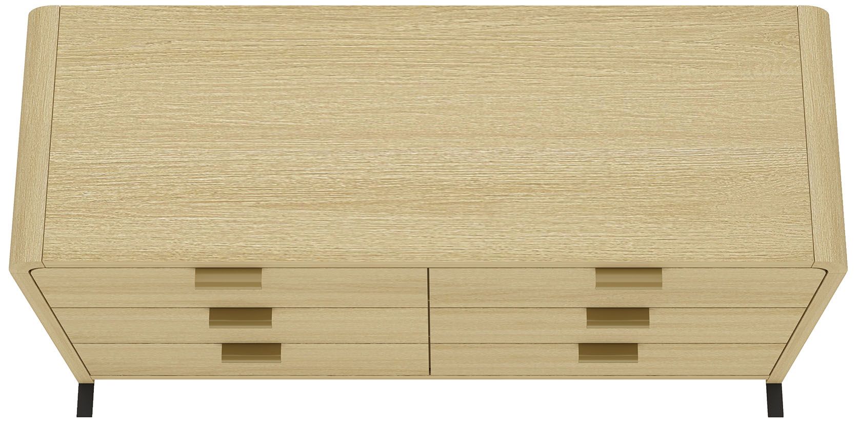 Grace Modern 60 Double Dresser with 6 Drawers in Natural Oak and Gold