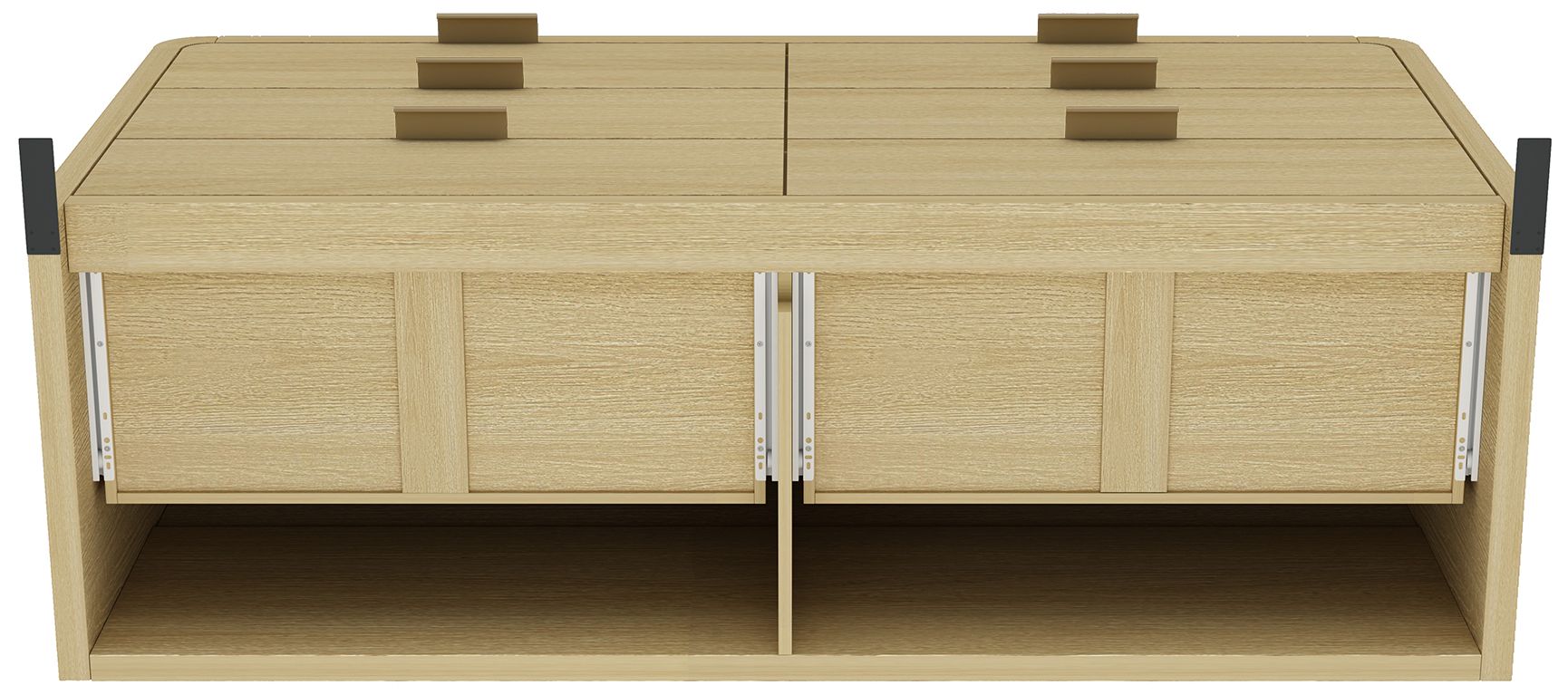 Grace Modern 60 Double Dresser with 6 Drawers in Natural Oak and Gold