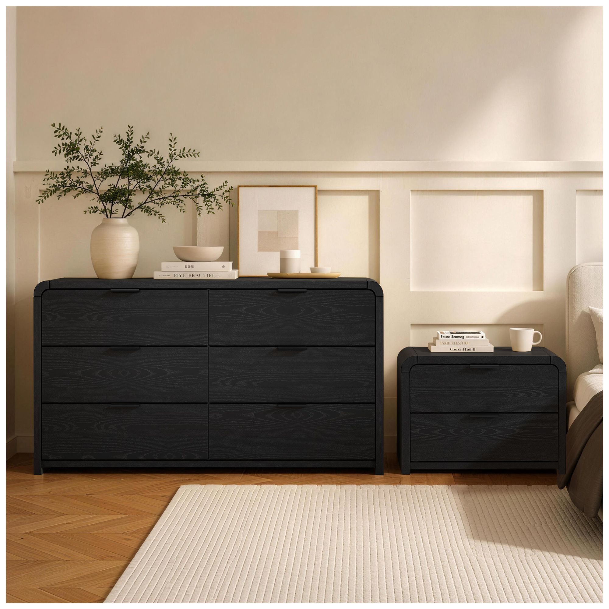 Image 3 Grace Modern 60" Dresser in Black (6-Drawer) more views