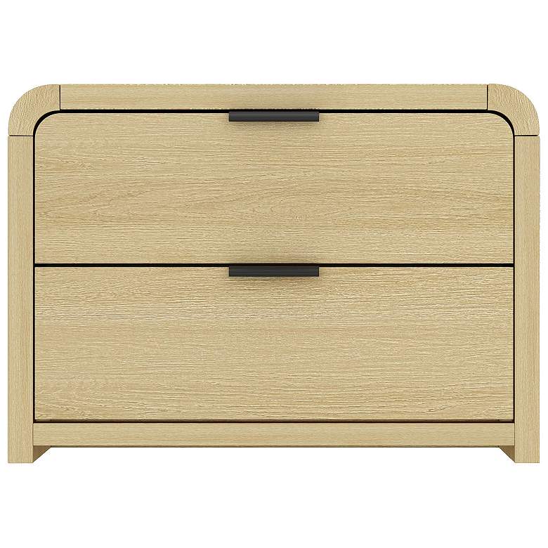 Image 2 Grace Modern Nightstand with 2 Drawers in Natural Oak and Black