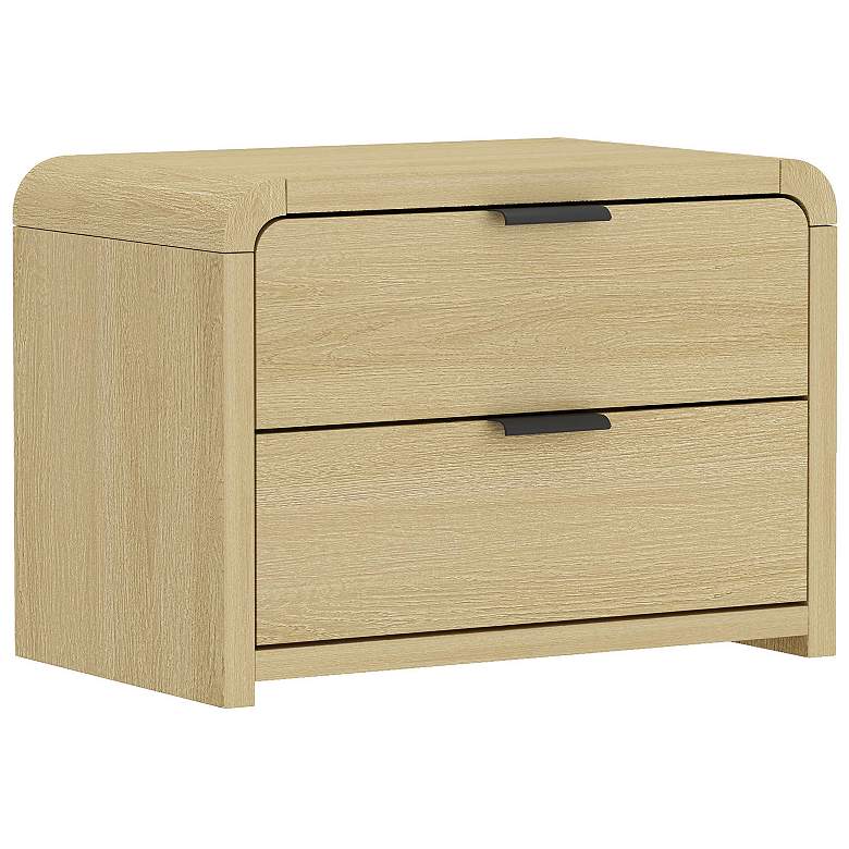 Image 6 Grace Modern Nightstand with 2 Drawers in Natural Oak and Black more views
