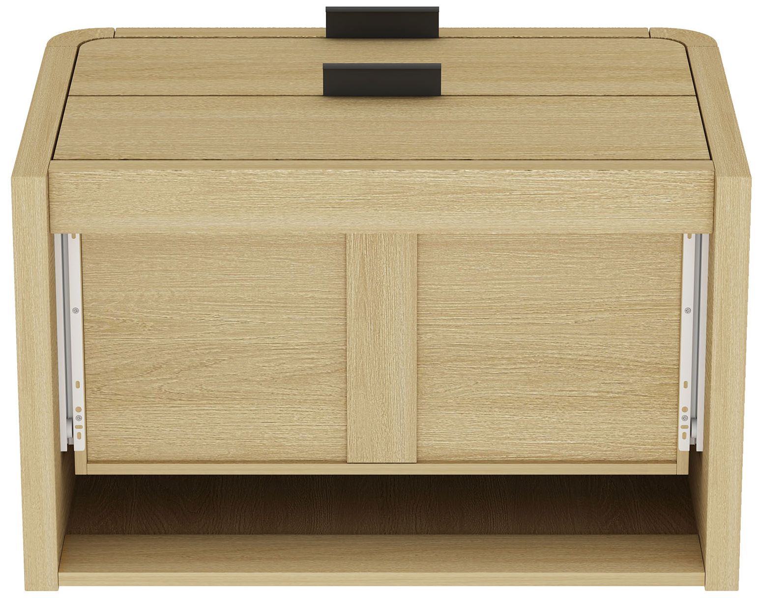 Grace Modern Nightstand with 2 Drawers in Natural Oak and Black