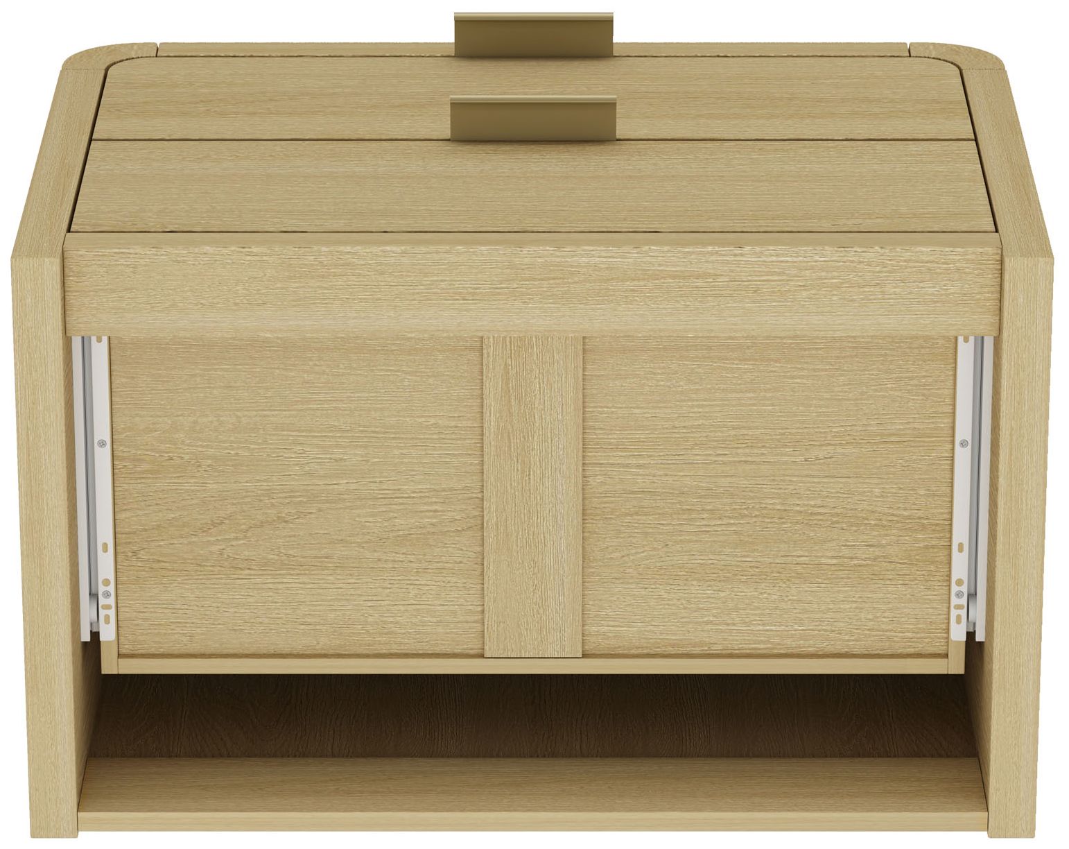 Grace Modern Nightstand with 2 Drawers in Natural Oak and Gold