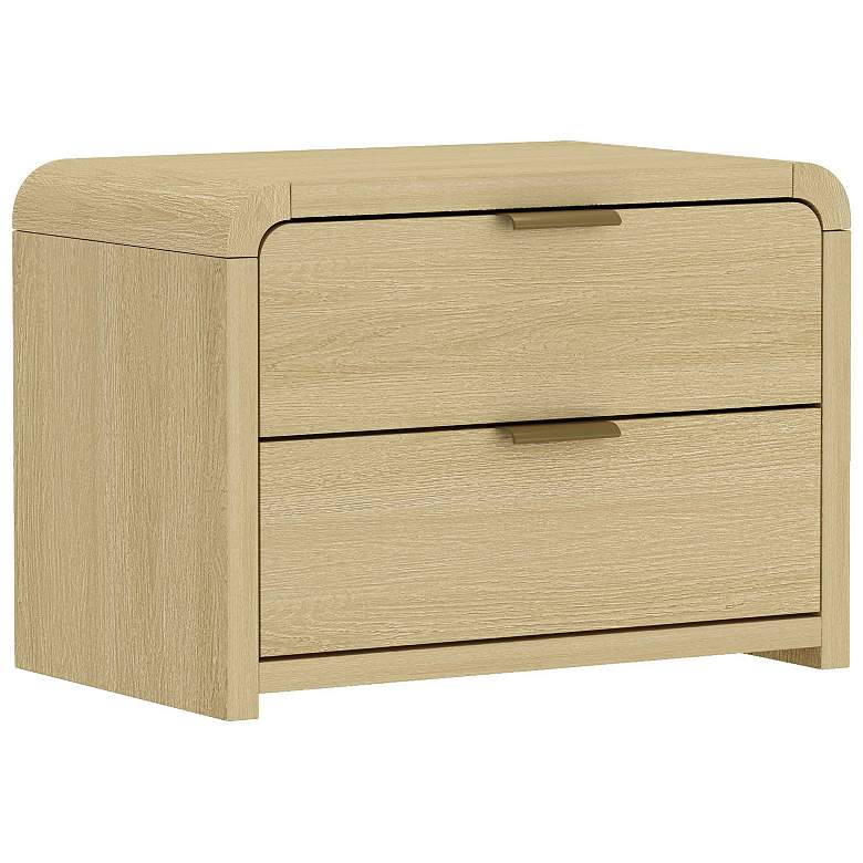 Image 6 Grace Modern Nightstand with 4 Drawers in Natural Oak and Gold - Set of 2 more views