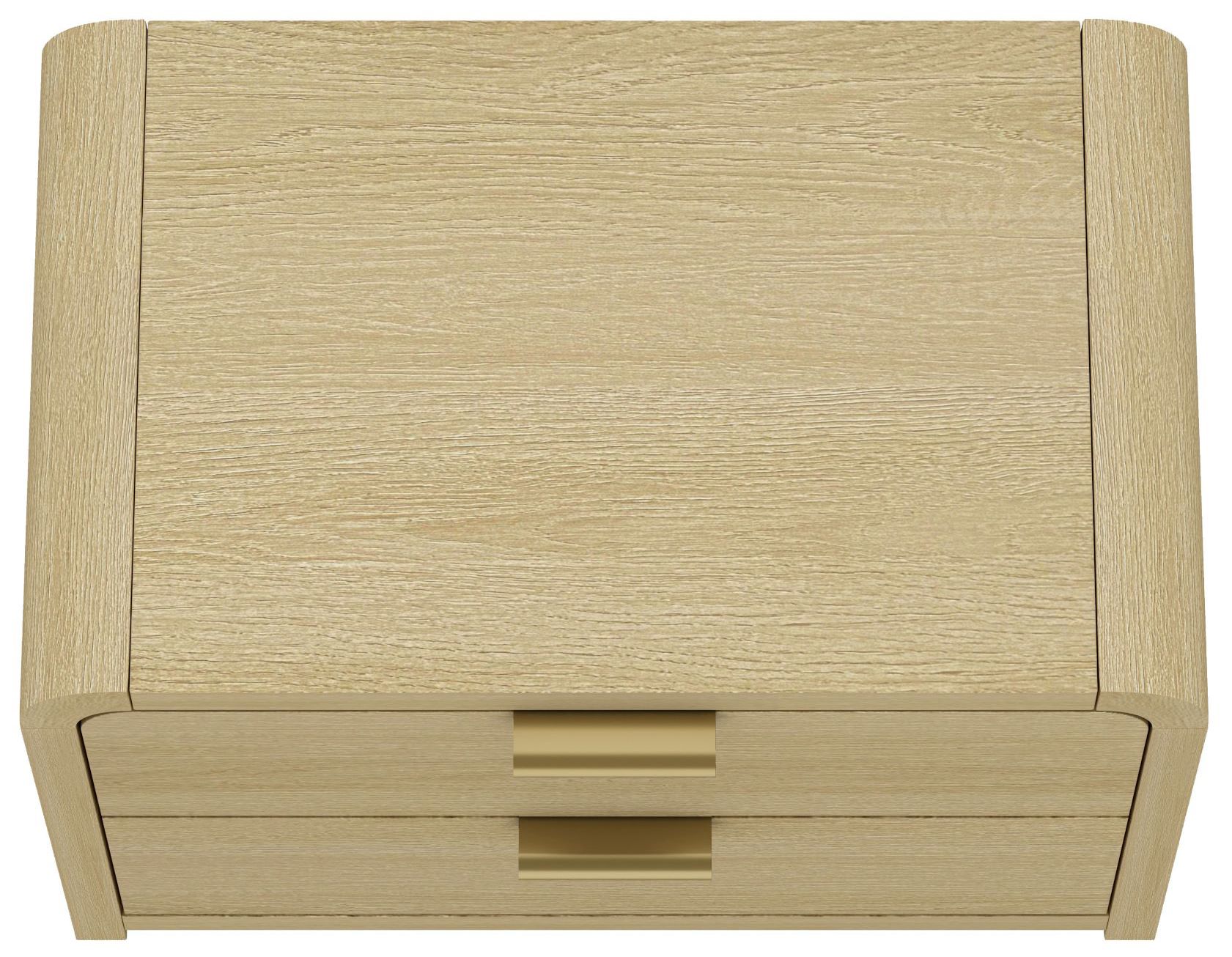 Grace Modern Nightstand with 4 Drawers in Natural Oak and Gold - Set of 2