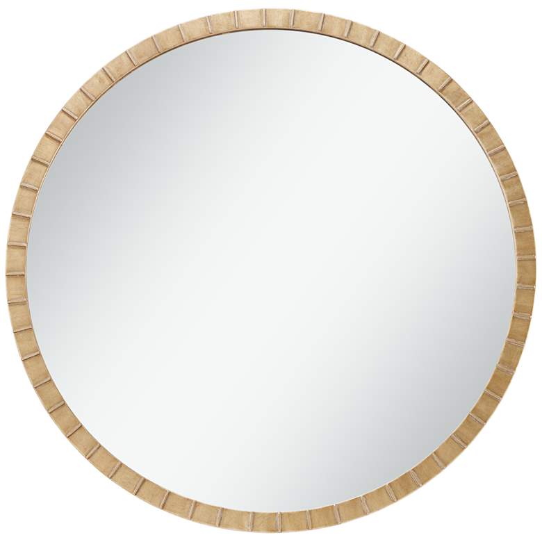 Image 3 Gracia Gold Leaf Post 34" Round Metal Framed Wall Mirror